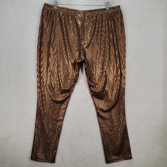 NWT Antthony Bronze Metallic Polka Dot Pull On Slim Skinny Legging Trouser - Picture 11 of 15